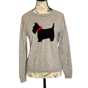 Philosophy Gray Crewneck Sweater with Black Scottie and Red Bow